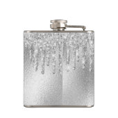 Monogramm-Skript für Silver Glitzer Flachmann (Rückseite)