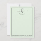 Monogramm Skript grün vom Schreibtisch der Note Ca Dankeskarte (Vorderseite)