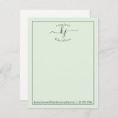 Monogramm Skript grün vom Schreibtisch der Note Ca Dankeskarte (Vorne/Hinten)