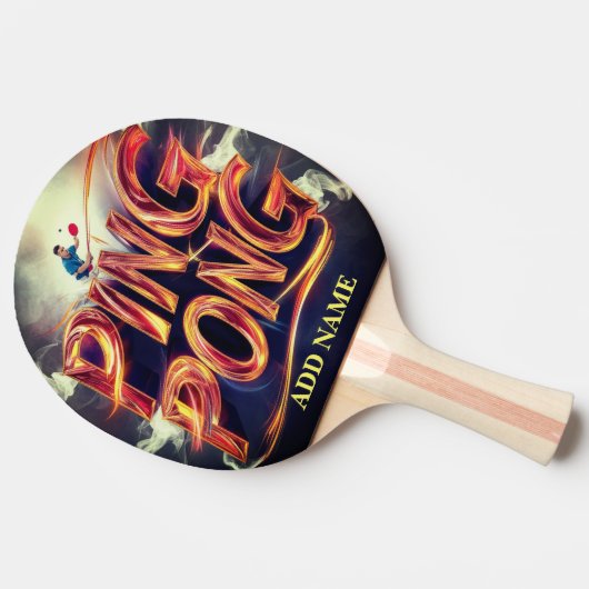 Monogramm-Skriptfarbe personalisiert mit Namen Tischtennis Schläger (Seitenansicht)