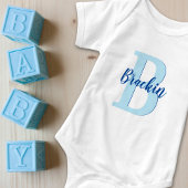 Monogramm-Skriptname Blue Custom Text Unisex Baby Strampler