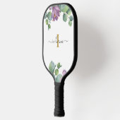Monogramm Skriptname Eukalyptus Greenery Lila Pickleball Schläger (Links)