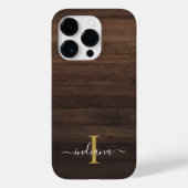 Monogramm Skriptname Initial Rustic Printed Wood Case-Mate iPhone Hülle (Rückseite)