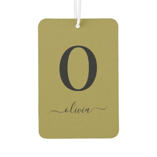 Monogramm Skriptname Personalisiert Gold und Schwa Autolufterfrischer (Rückseite)