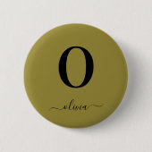 Monogramm Skriptname Personalisiert Gold und Schwa Button (Vorderseite)