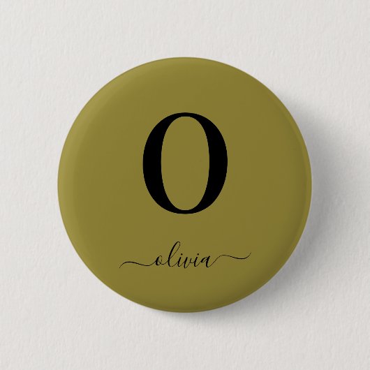 Monogramm Skriptname Personalisiert Gold und Schwa Button (Vorderseite)
