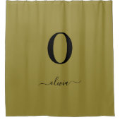Monogramm Skriptname Personalisiert Gold und Schwa Duschvorhang (Vorderseite)