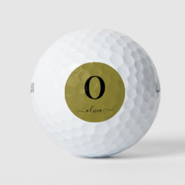 Monogramm Skriptname Personalisiert Gold und Schwa Golfball