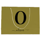 Monogramm Skriptname Personalisiert Gold und Schwa Große Geschenktüte (Rückseite)