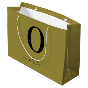 Monogramm Skriptname Personalisiert Gold und Schwa Große Geschenktüte