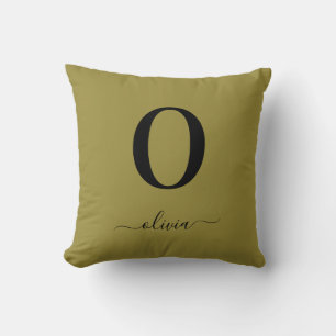 Monogramm Skriptname Personalisiert Gold und Schwa Kissen