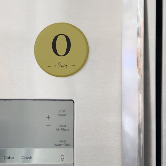 Monogramm Skriptname Personalisiert Gold und Schwa Magnet (In Situ (Kühlschrank))