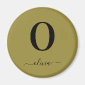 Monogramm Skriptname Personalisiert Gold und Schwa Magnet (Vorne)