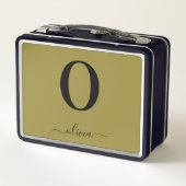 Monogramm Skriptname Personalisiert Gold und Schwa Metall Brotdose (Rückseite)