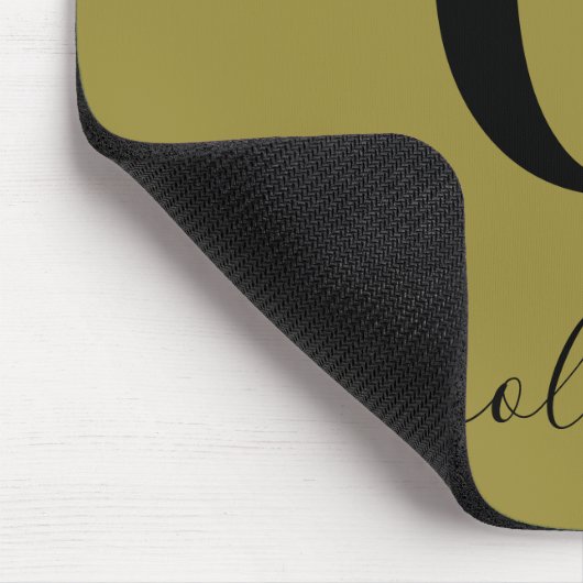Monogramm Skriptname Personalisiert Gold und Schwa Mousepad (Ecke)