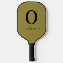Monogramm Skriptname Personalisiert Gold und Schwa Pickleball Schläger