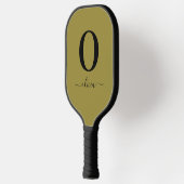 Monogramm Skriptname Personalisiert Gold und Schwa Pickleball Schläger (Links)