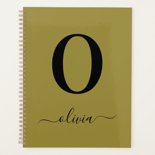 Monogramm Skriptname Personalisiert Gold und Schwa Planer (Vorderseite)