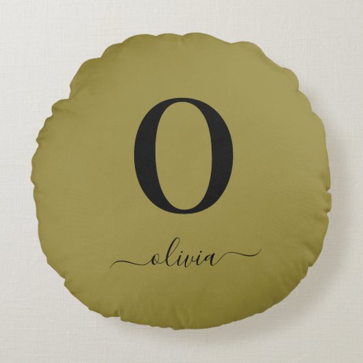 Monogramm Skriptname Personalisiert Gold und Schwa Rundes Kissen (Vorderseite)