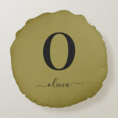 Monogramm Skriptname Personalisiert Gold und Schwa Rundes Kissen (Rückseite)