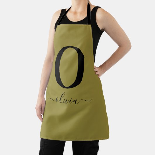 Monogramm Skriptname Personalisiert Gold und Schwa Schürze (InSitu)