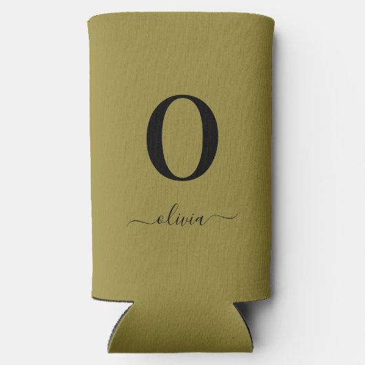 Monogramm Skriptname Personalisiert Gold und Schwa Selters Dosenkühler (Rückseite)