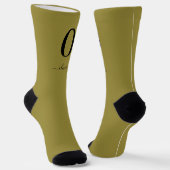Monogramm Skriptname Personalisiert Gold und Schwa Socken (Gewinkelt)