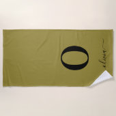Monogramm Skriptname Personalisiert Gold und Schwa Strandtuch (Vorderseite)