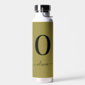 Monogramm Skriptname Personalisiert Gold und Schwa Trinkflasche (Links)