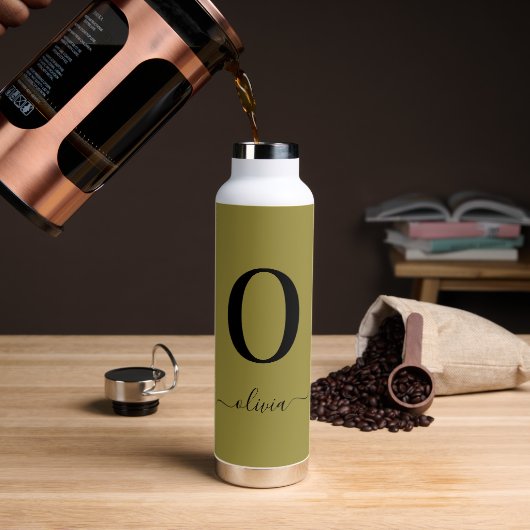 Monogramm Skriptname Personalisiert Gold und Schwa Trinkflasche (Kaffee)