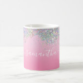 Monogramm Skriptname Rosa Glitzer Girly Glam Bling Kaffeetasse (Mittel)
