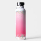 Monogramm Skriptname Rosa Glitzer Girly Glam Bling Trinkflasche (Rechts)