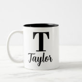 Monogramm-Skriptname und erster Buchstabe Ihres Na Zweifarbige Tasse (Links)