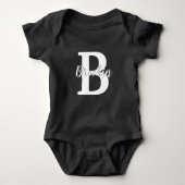 Monogramm Skriptname White Custom Text Unisex Baby Baby Strampler (Vorderseite)