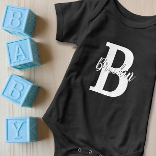 Monogramm Skriptname White Custom Text Unisex Baby Baby Strampler