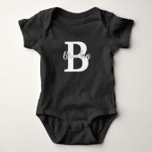Monogramm Skriptname White Custom Text Unisex Baby Strampler (Vorderseite)