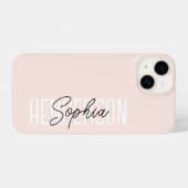 Monogramm-Skriptsignatur Rosa iPhone Hülle (Rückseite (Horizontal))