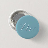 Monogramm Solid Blue Pastel Minimalistisch Berufli Button (Vorne & Hinten)