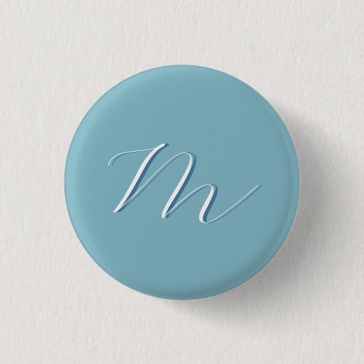 Monogramm Solid Blue Pastel Minimalistisch Berufli Button (Vorderseite)
