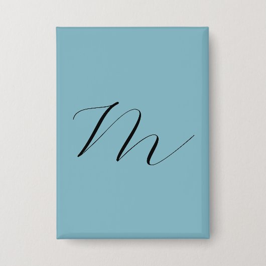 Monogramm Solid Blue Pastel Minimalistisch Berufli Button (Vorderseite)
