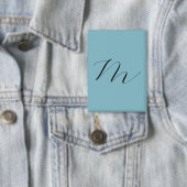 Monogramm Solid Blue Pastel Minimalistisch Berufli Button (Insitu)