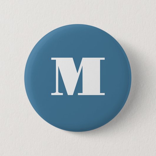Monogramm Solid Blue Pastel Minimalistisch Berufli Button (Vorderseite)