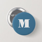 Monogramm Solid Blue Pastel Minimalistisch Berufli Button (Vorne & Hinten)