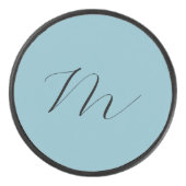 Monogramm Solid Blue Pastel Minimalistisch Berufli Eishockey Puck (Vorderseite)
