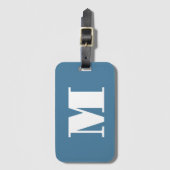 Monogramm Solid Blue Pastel Minimalistisch Berufli Gepäckanhänger (Vorderseite Vertikal)
