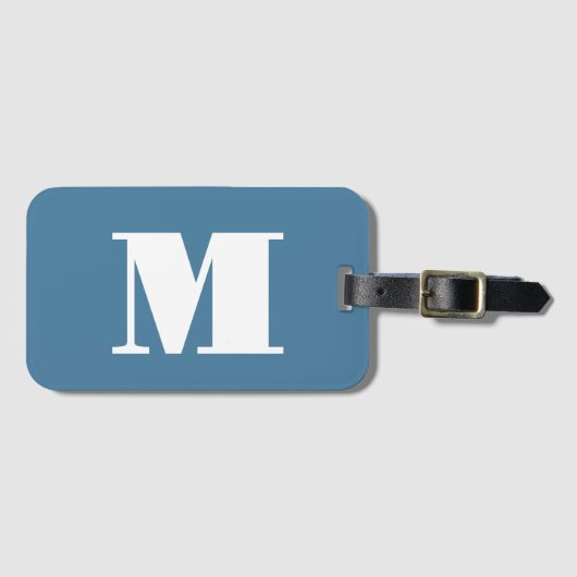 Monogramm Solid Blue Pastel Minimalistisch Berufli Gepäckanhänger (Vorderseite (Horizontal))