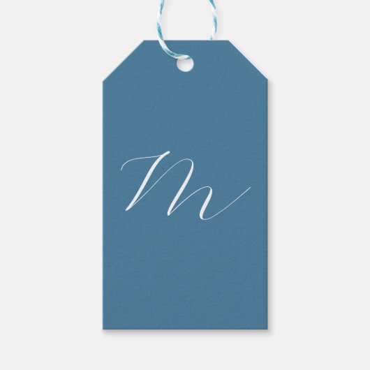 Monogramm Solid Blue Pastel Minimalistisch Berufli Geschenkanhänger (Vorderseite)