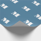 Monogramm Solid Blue Pastel Minimalistisch Berufli Geschenkpapier (Ecke)
