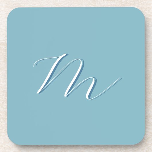 Monogramm Solid Blue Pastel Minimalistisch Berufli Getränkeuntersetzer (Vorderseite)