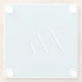 Monogramm Solid Blue Pastel Minimalistisch Berufli Glasuntersetzer (Rückseite)